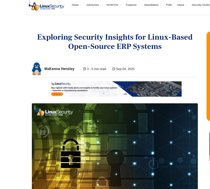 Exploring Security Insights for Linux-Based Open-Source ERP Systems