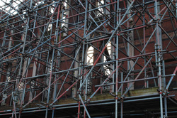 Scaffolding around the old Ancoats Hospital in Manchester