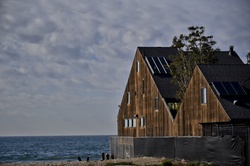 House at the beach on waters edge