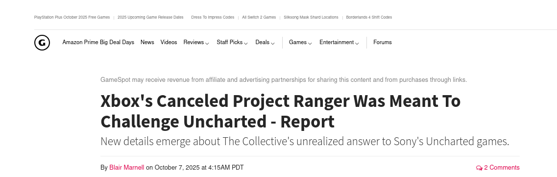 Xbox's Canceled Project Ranger Was Meant To Challenge Uncharted - Report