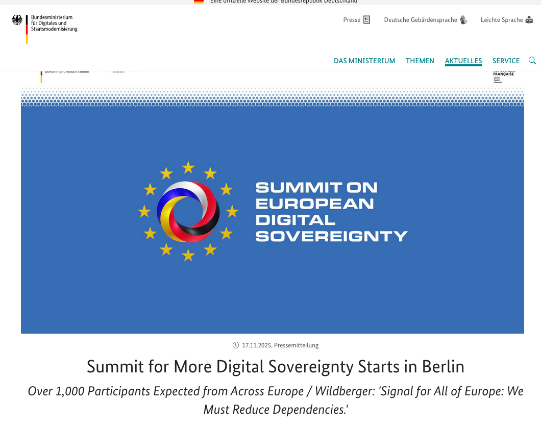 Summit for More Digital Sovereignty Starts in Berlin