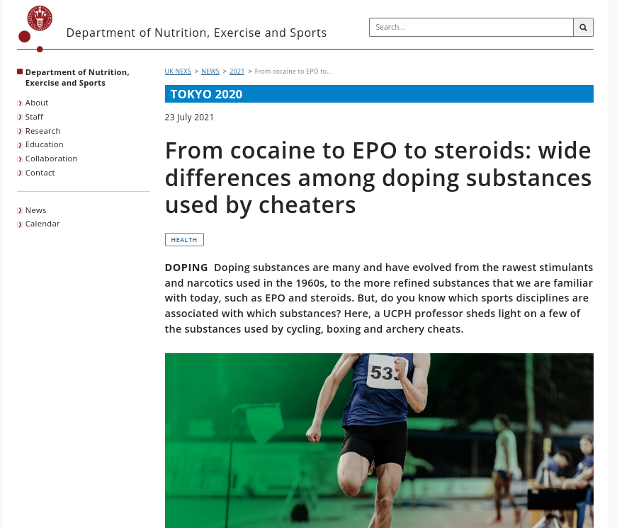 From cocaine to EPO to steroids: wide differences among doping substances used by cheaters