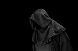 Hood without face isolated on the black background