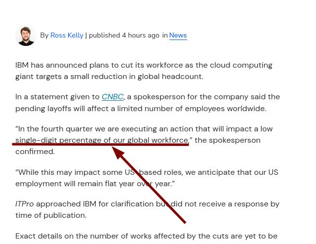 In the fourth quarter we are executing an action that will impact a low single-digit percentage of our global workforce