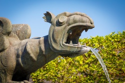 Lindwurm Fountain in Klagenfurt, Austria