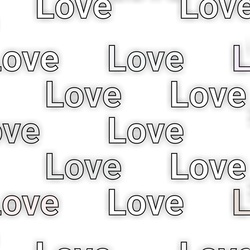 Love text with black outline on white background
