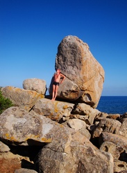 Man Praying At Giant Rock