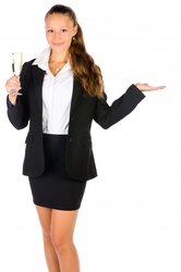 Young woman celebrating a New Year isolated on white background