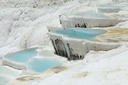 Pools made with calcium rich water in Pamukkale - Turkey