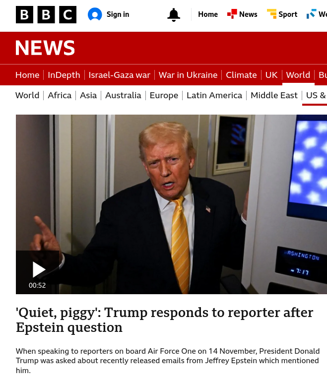 'Quiet, piggy': Trump responds to reporter after Epstein question