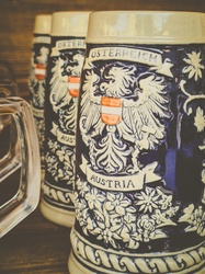 Ceramic beer mugs from Austria