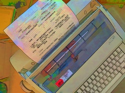 Cartoon image of an old electric typewriter