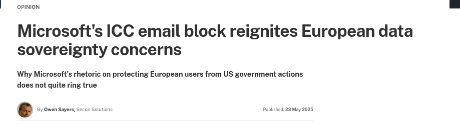 Microsoft's ICC email block reignites European data sovereignty concerns