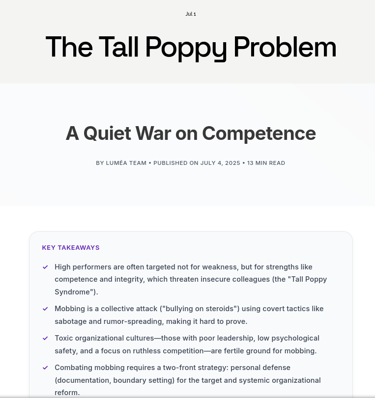 The Tall Poppy Problem