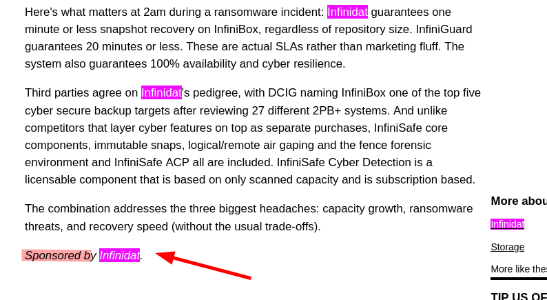 Sponsored by Infinidat.