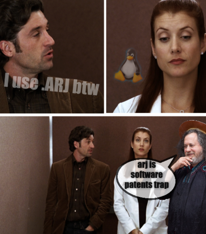 I use .ARJ btw; arj is software patents trap