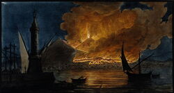 Mount Vesuvius in eruption in 1767, from the mole at Naples