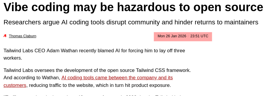 Vibe coding may be hazardous to open source