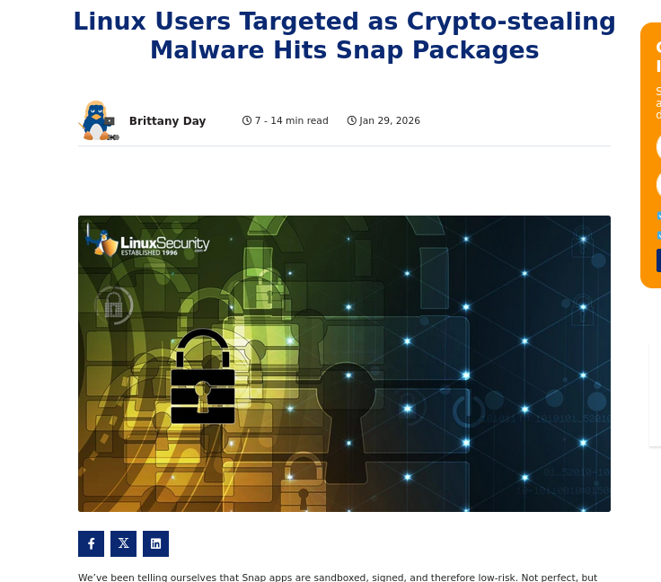 Linux Users Targeted as Crypto-stealing Malware Hits Snap Packages