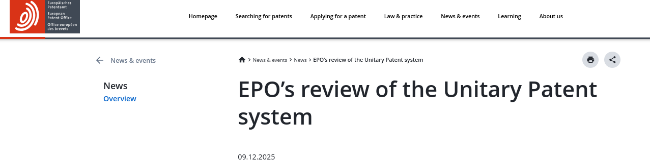 EPO’s review of the Unitary Patent system