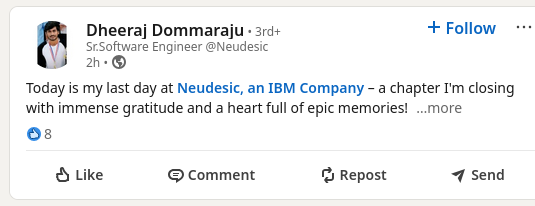 oday is my last day at Neudesic, an IBM Company – a chapter I'm closing with immense gratitude and a heart full of epic memories!
