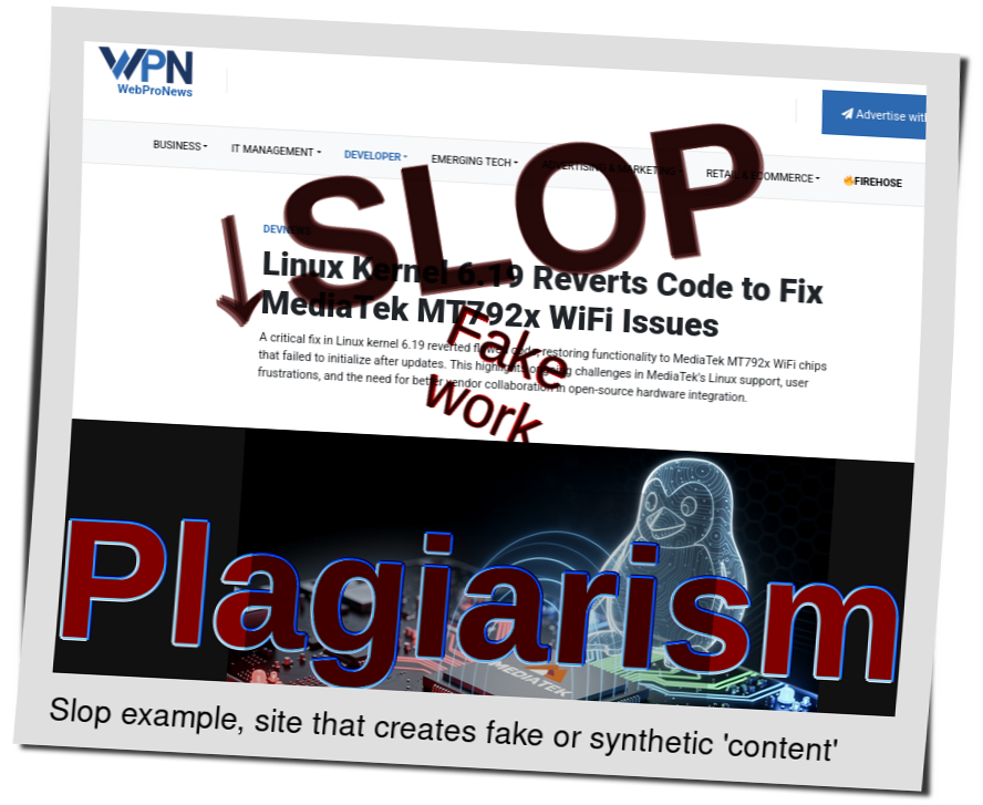 Slop or fake: Linux Kernel 6.19 Reverts Code to Fix MediaTek MT792x WiFi Issues