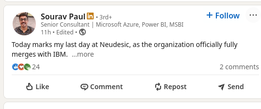 Today marks my last day at Neudesic, as the organization officially fully merges with IBM
