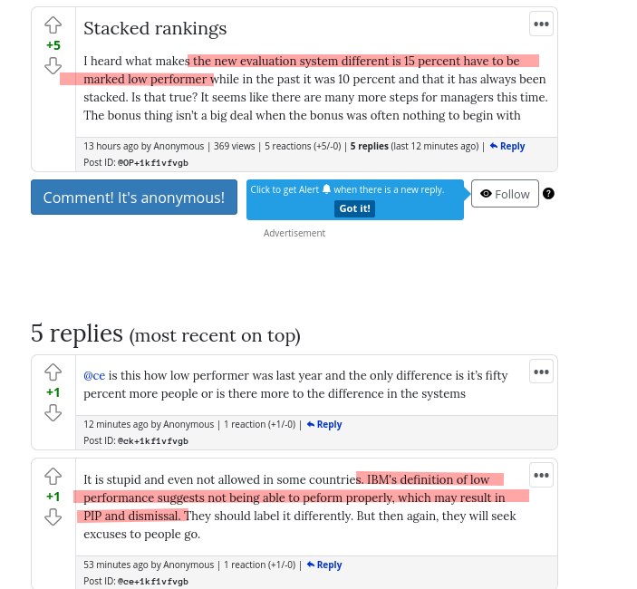 It is stupid and even not allowed in some countries. IBM's definition of low performance suggests not being able to peform properly, which may result in PIP and dismissal. They should label it differently. But then again, they will seek excuses to people go.