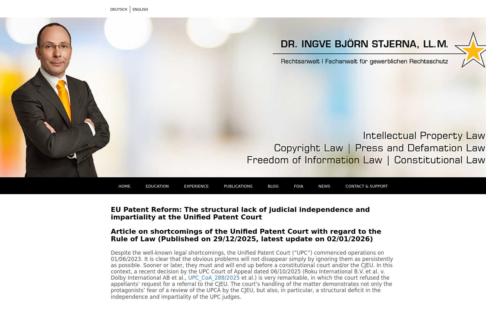 EU Patent Reform: The structural lack of judicial independence and impartiality at the Unified Patent Court