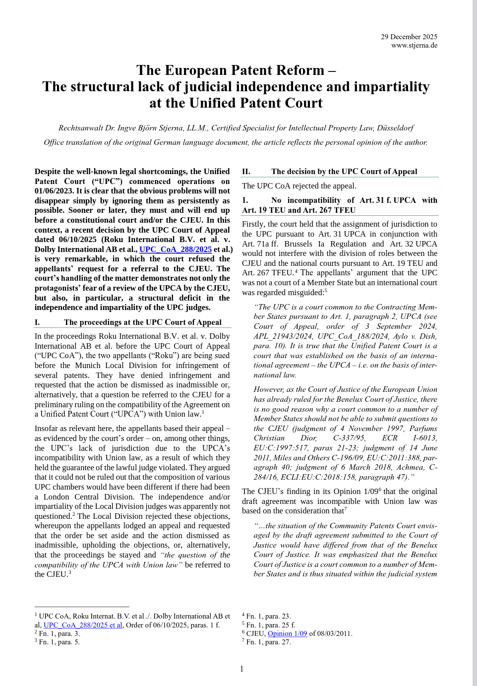 The European Patent Reform