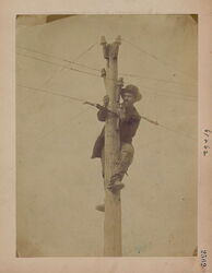 A Man Fixes Telegraph Wires During the US Civil War