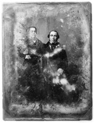 Portrait of unidentified man about 40 years of age and boy about 14 years of age