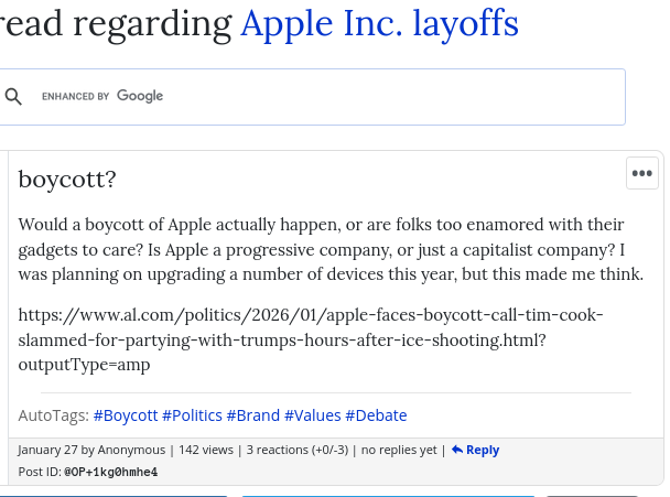 Would a boycott of Apple actually happen, or are folks too enamored with their gadgets to care?