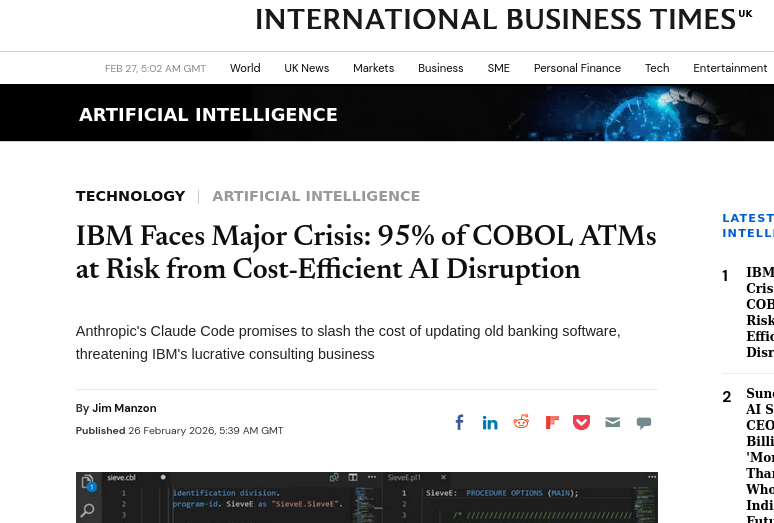IBM Faces Major Crisis: 95% of COBOL ATMs at Risk from Cost-Efficient AI Disruption