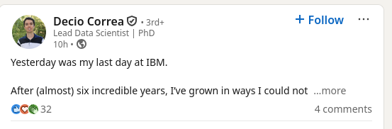 Yesterday was my last day at IBM.