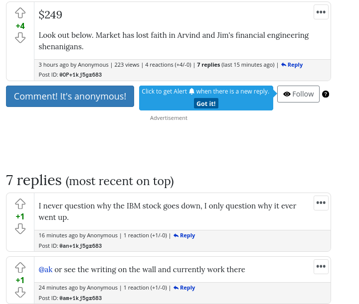 Look out below. Market has lost faith in Arvind and Jim's financial engineering shenanigans.