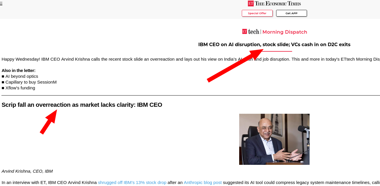 IBM CEO on AI disruption, stock slide; VCs cash in on D2C exits