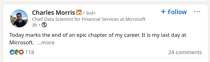 Today marks the end of an epic chapter of my career. It is my last day at Microsoft