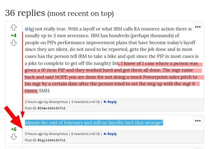not really true. With a layoff or what IBM calls RA resource action there is usually up to 3 mos severance. IBM has hundreds (perhaps thousands) of people on PIPs performance improvement plans that have become today's layoff since they are silent, do not need to be reported, gets the job done and in most cases has the person tell IBM to take a hike and quit since the PIP in most cases is a joke to complete to get off the naughty list. I know of 1 case where a person was given a 10 item PIP and they worked hard and got them all done. The mgr came back and said NOPE you are done for not doing a mock Powerpoint sales pitch to his mgr by a certain date after the person tried to set the mtg up with the mgr 6 times. SMH.