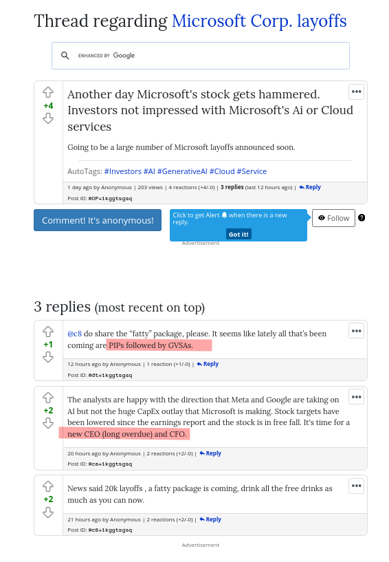 Another day Microsoft's stock gets hammered. Investors not impressed with Microsoft's Ai or Cloud services