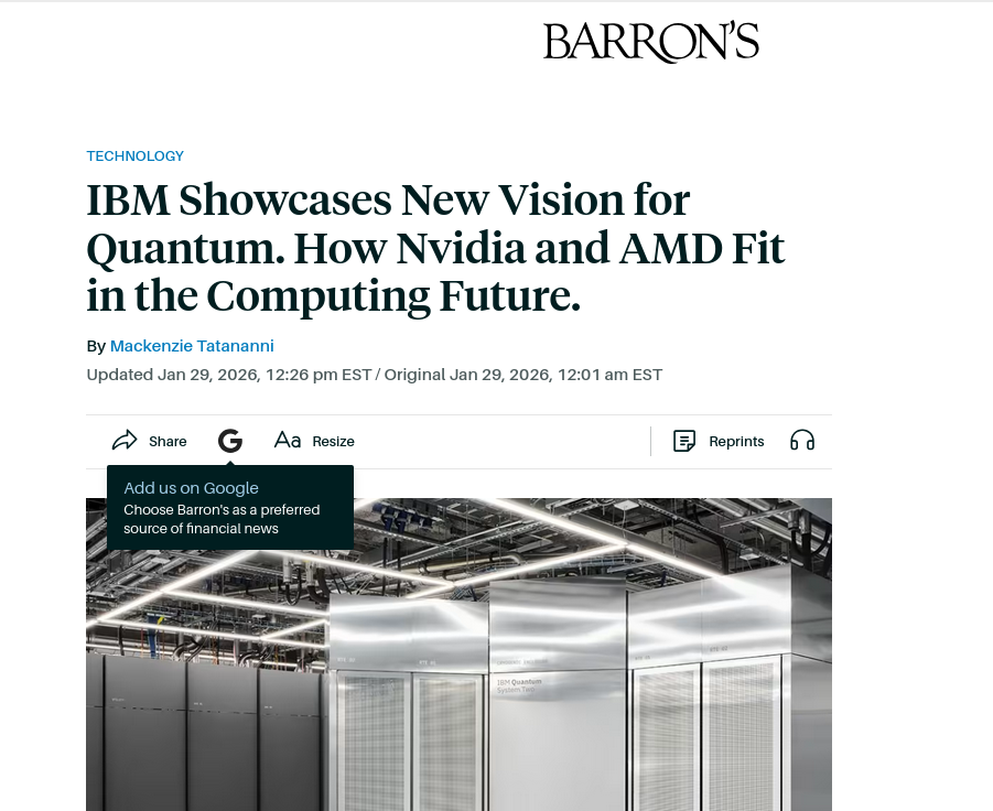 IBM Showcases New Vision for Quantum. How Nvidia and AMD Fit in the Computing Future.