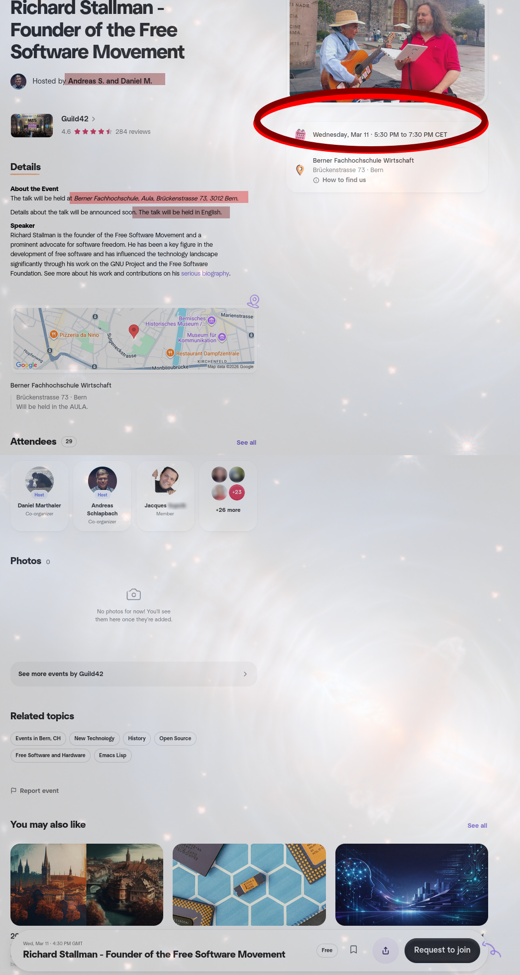 Public Talk in Bern (Switzerland) by RMS