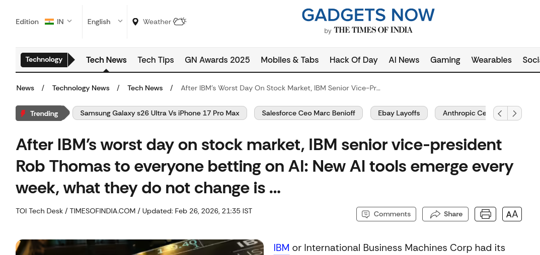 After IBM's worst day on stock market, IBM senior vice-president Rob Thomas to everyone betting on AI