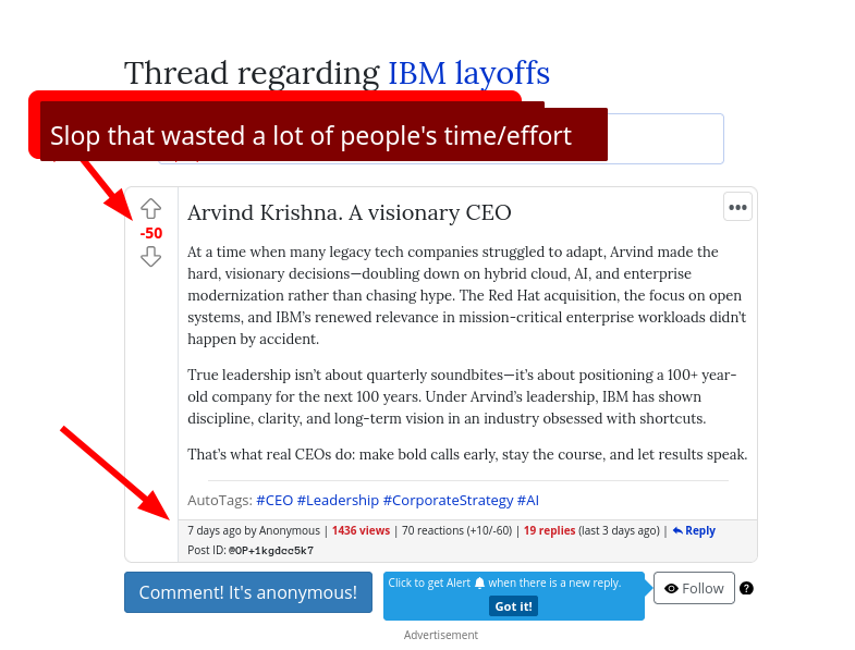 Arvind Krishna. A visionary CEO: Slop that wasted a lot of people's time/effort