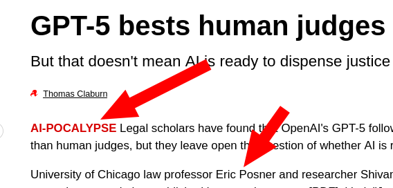 Legal scholars have found that OpenAI's GPT-5 follows the law better than human judges, but they leave open the question of whether AI is right for the job.