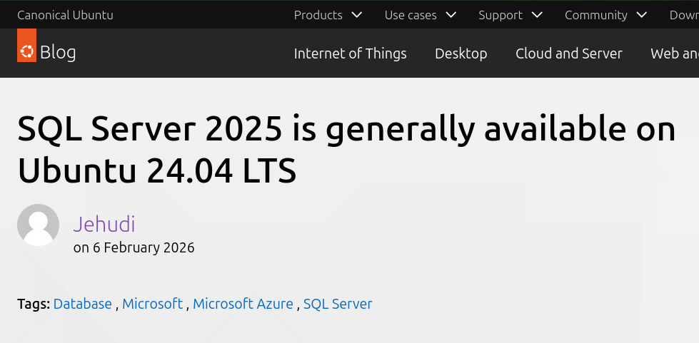 [MS] SQL Server 2025 is generally available on Ubuntu 24.04 LTS