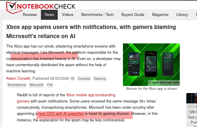 The Xbox app has run amok, plastering smartphone screens with identical messages. Like Microsoft, the platform responsible for the communication has invested heavily in AI. Even so, a developer may have unintentionally distributed the spam without the help of machine learning. 