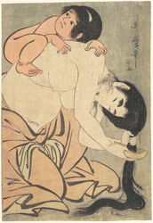 Yamauba Combing Her Hair with Kintaro