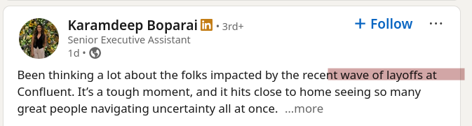 Been thinking a lot about the folks impacted by the recent wave of layoffs at Confluent. It’s a tough moment, and it hits close to home seeing so many great people navigating uncertainty all at once