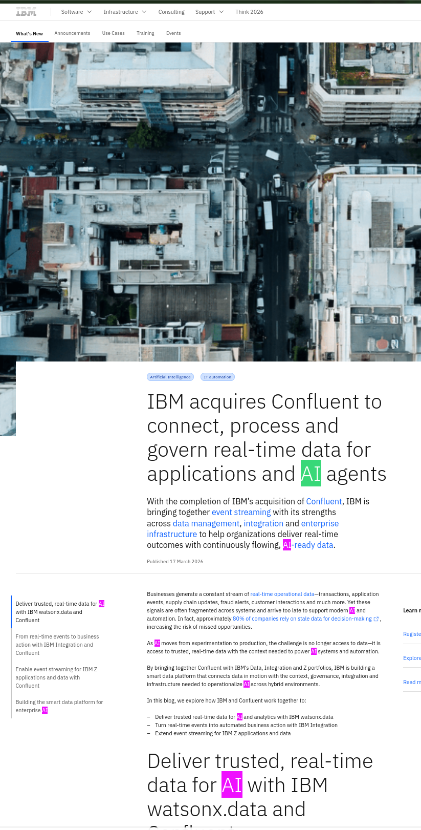 IBM acquires Confluent to connect, process and govern real-time data for applications and AI agents